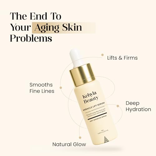 Kehyla Beauty™ Miracle Lift Serum — Peptide Complex + Hyaluronic Acid &amp; Niacinamide (Vitamin B3) — Hydrating, Firming &amp; Smoothing Face Serum for Mature Skin – Vegan, Hypoallergenic, 30ml