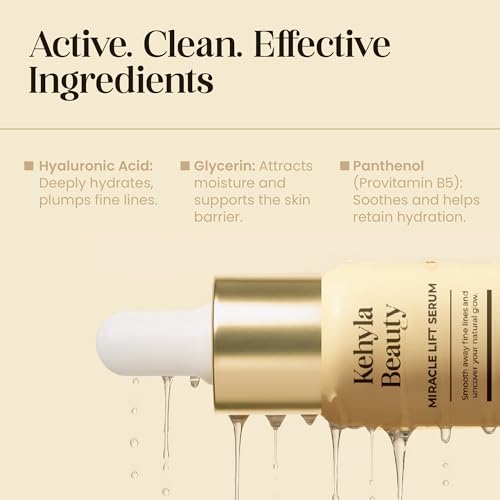 Kehyla Beauty™ Miracle Lift Serum — Peptide Complex + Hyaluronic Acid &amp; Niacinamide (Vitamin B3) — Hydrating, Firming &amp; Smoothing Face Serum for Mature Skin – Vegan, Hypoallergenic, 30ml