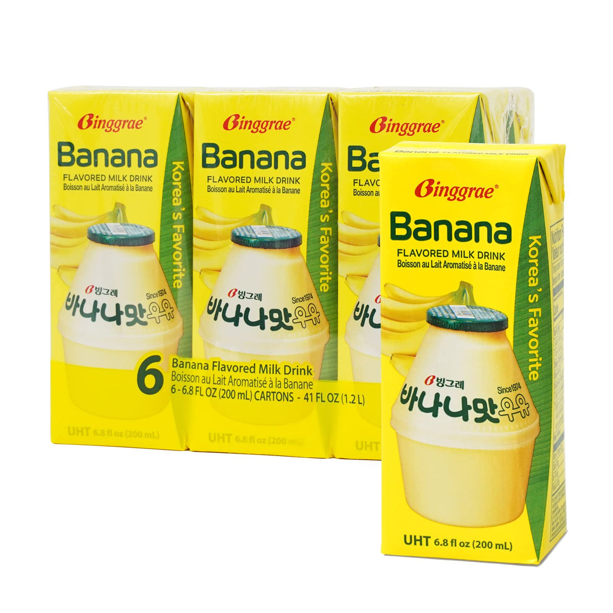 Binggrae Variety Banana, Strawberry, Melon Flavored Milk Drink 6 Packs