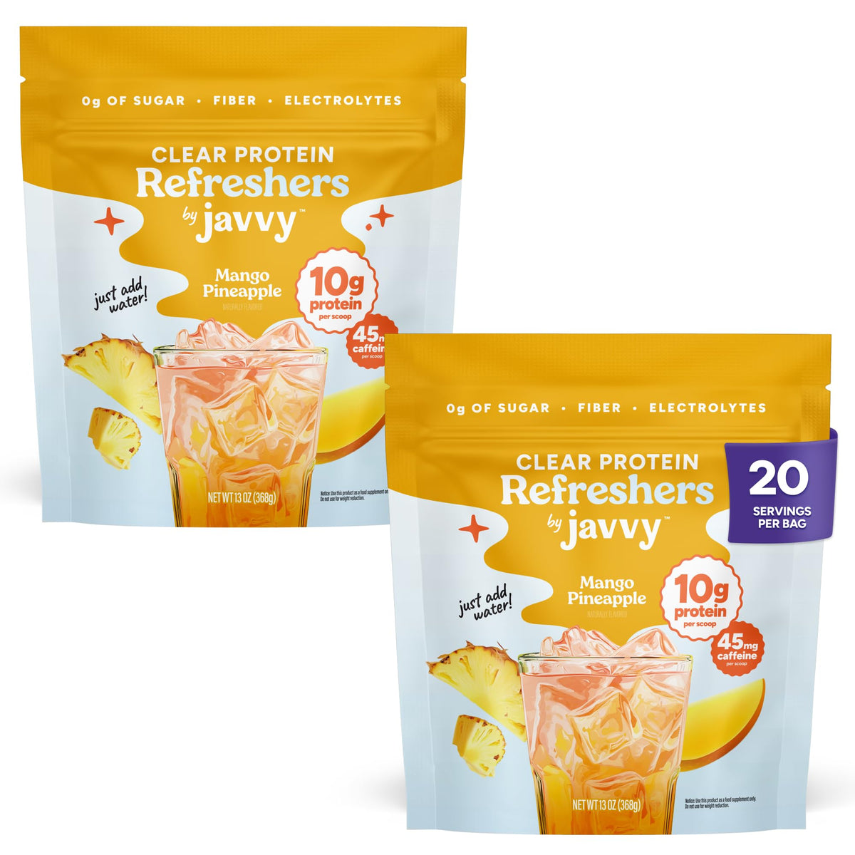 Javvy Clear Protein Powder with Clear Whey Protein, Pineapple Mango