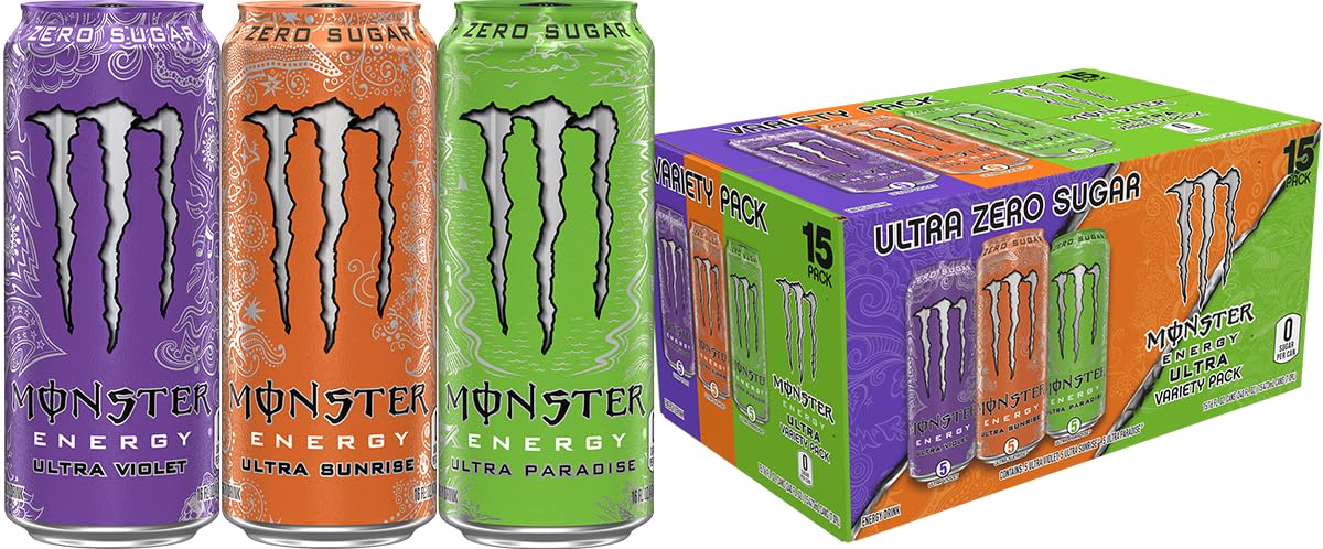 Monster Energy Ultra Black, Sugar Free Energy Drink, 16 Ounce