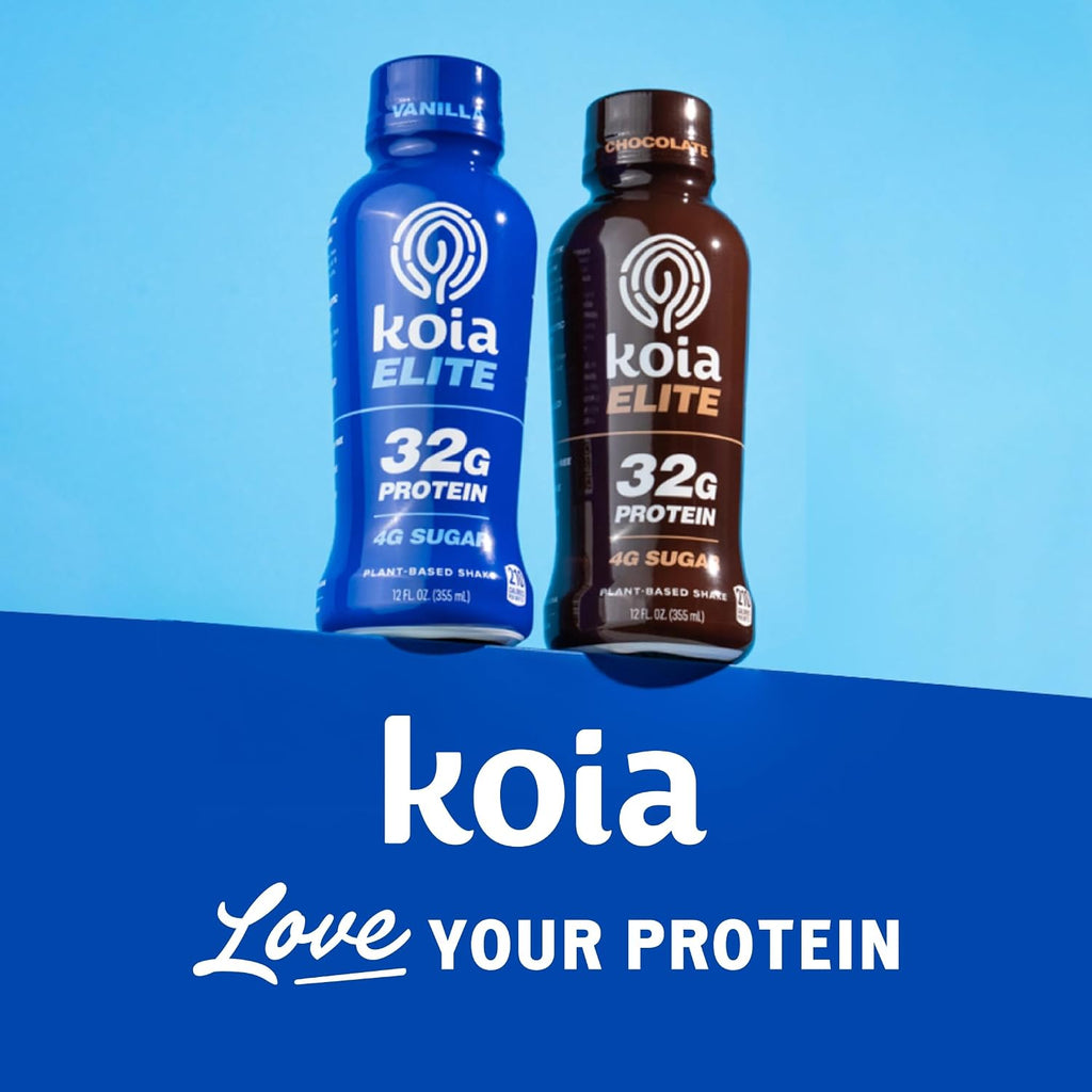 Koia Elite, Plant-Based Protein Shake with Prebiotic Fiber, Chocolate