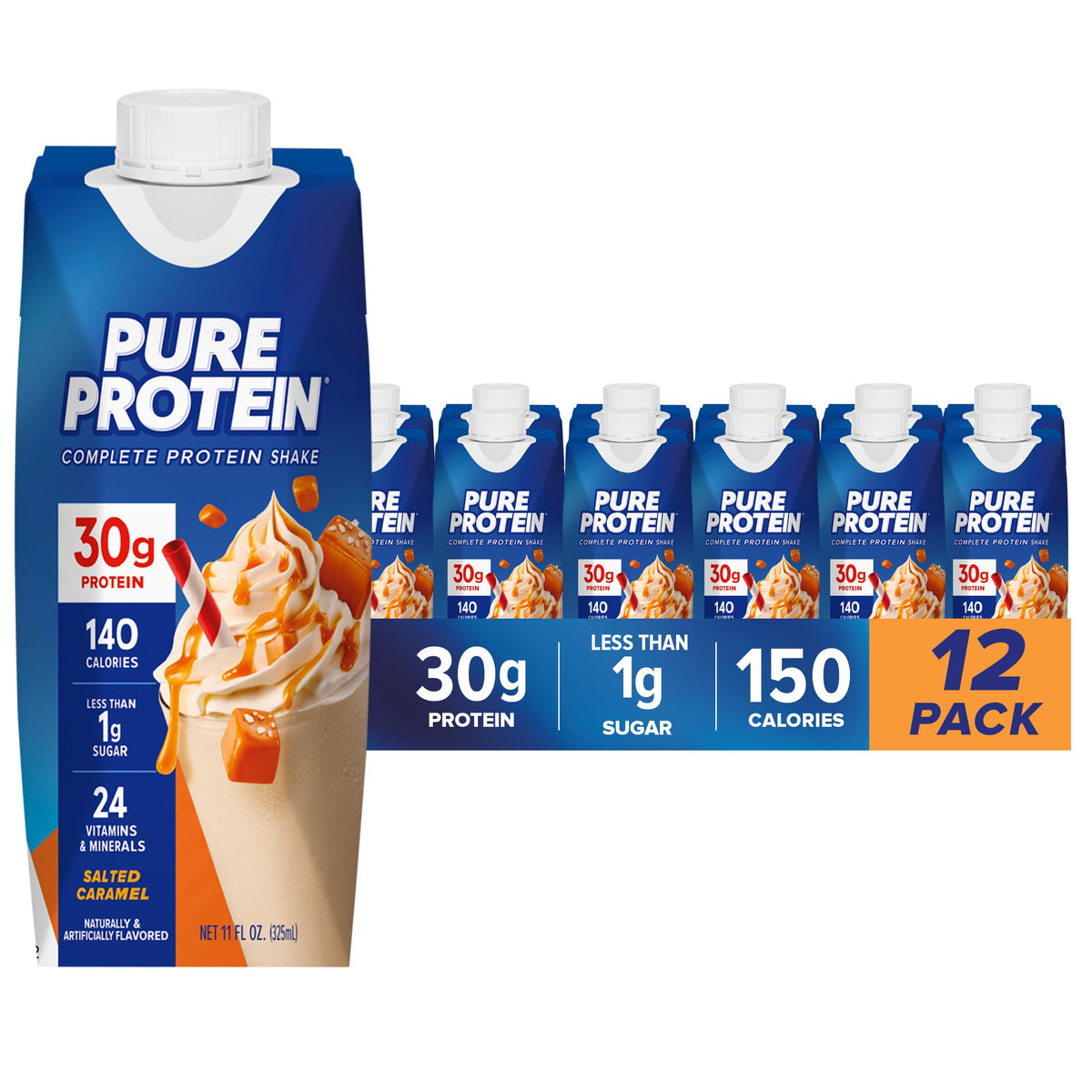 Pure Protein Chocolate Protein Shake, 30g Complete Protein, Ready to Drink and Keto-Friendly, Vitamins A, C, D, and E plus Zinc to Support Immune Health, 11oz Bottles, 12 Pack