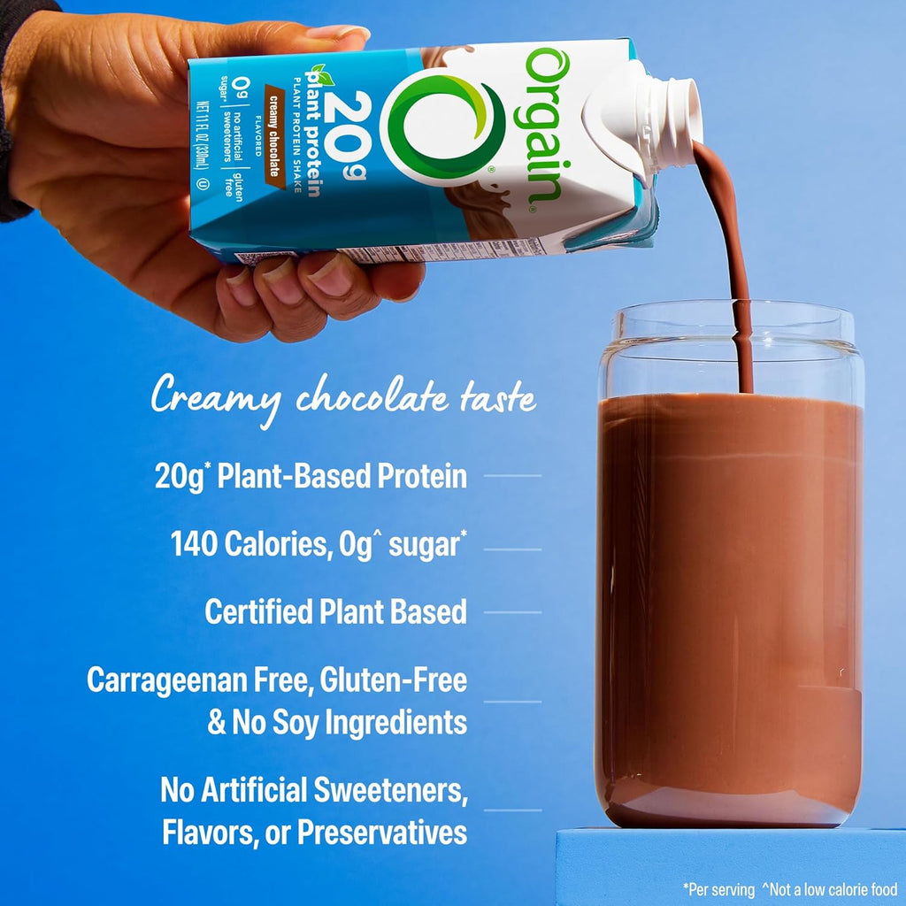 Orgain Organic 20g Vegan High Protein Shake, Chocolate, 11 oz, 12pk